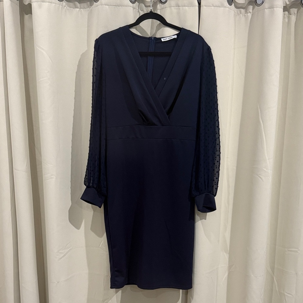 Grace Karin Elegant Navy Blue Dress Size 14 Preloved